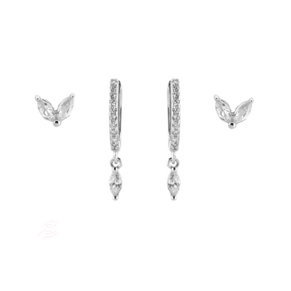 Set Argent Feuilles Blanches