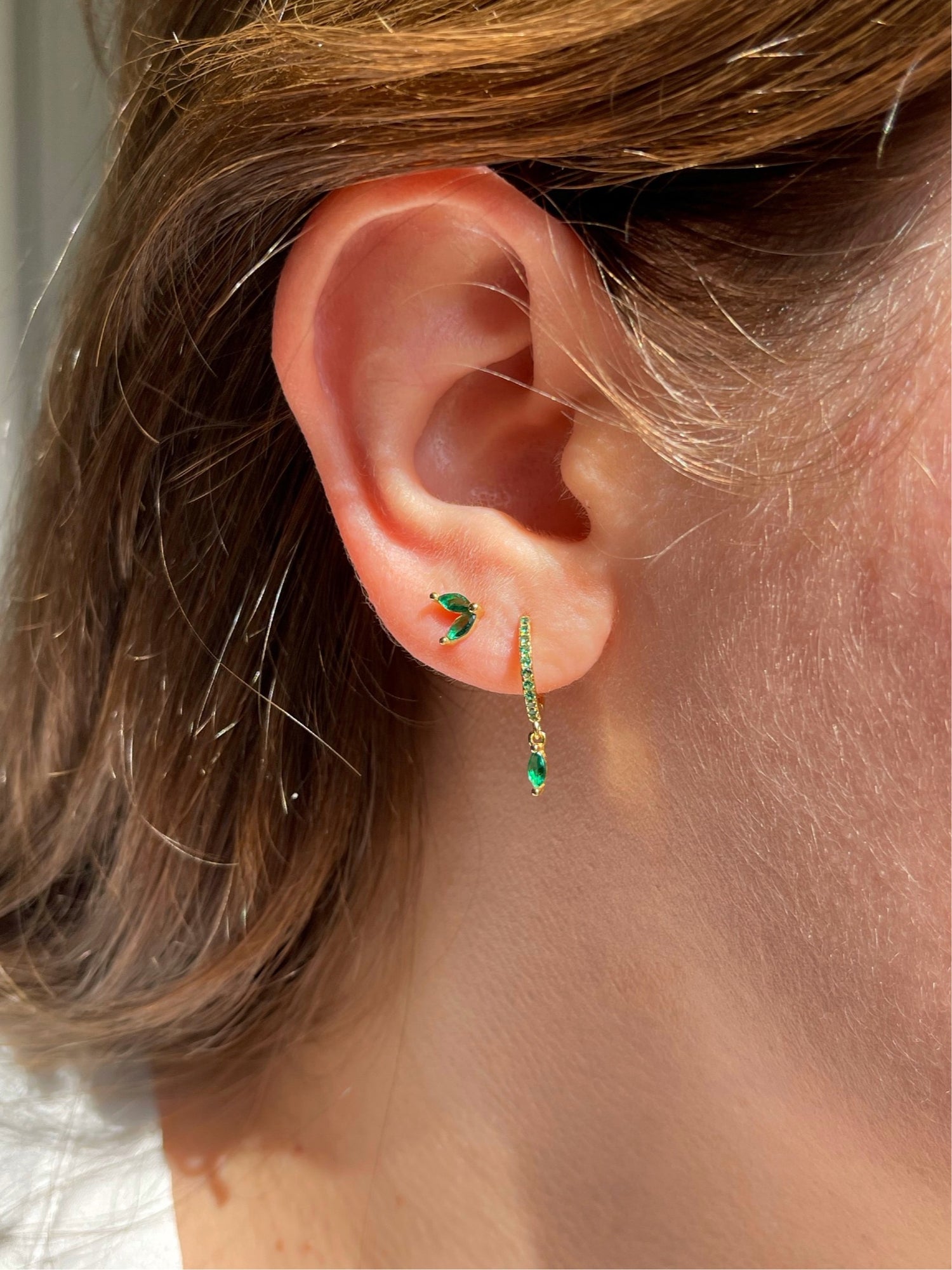 Mini Green Petals Earring