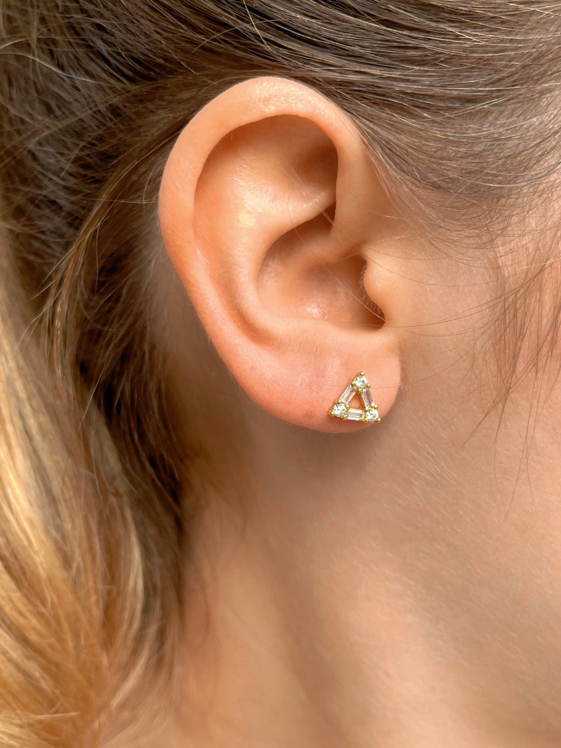 Pyramid White Earring