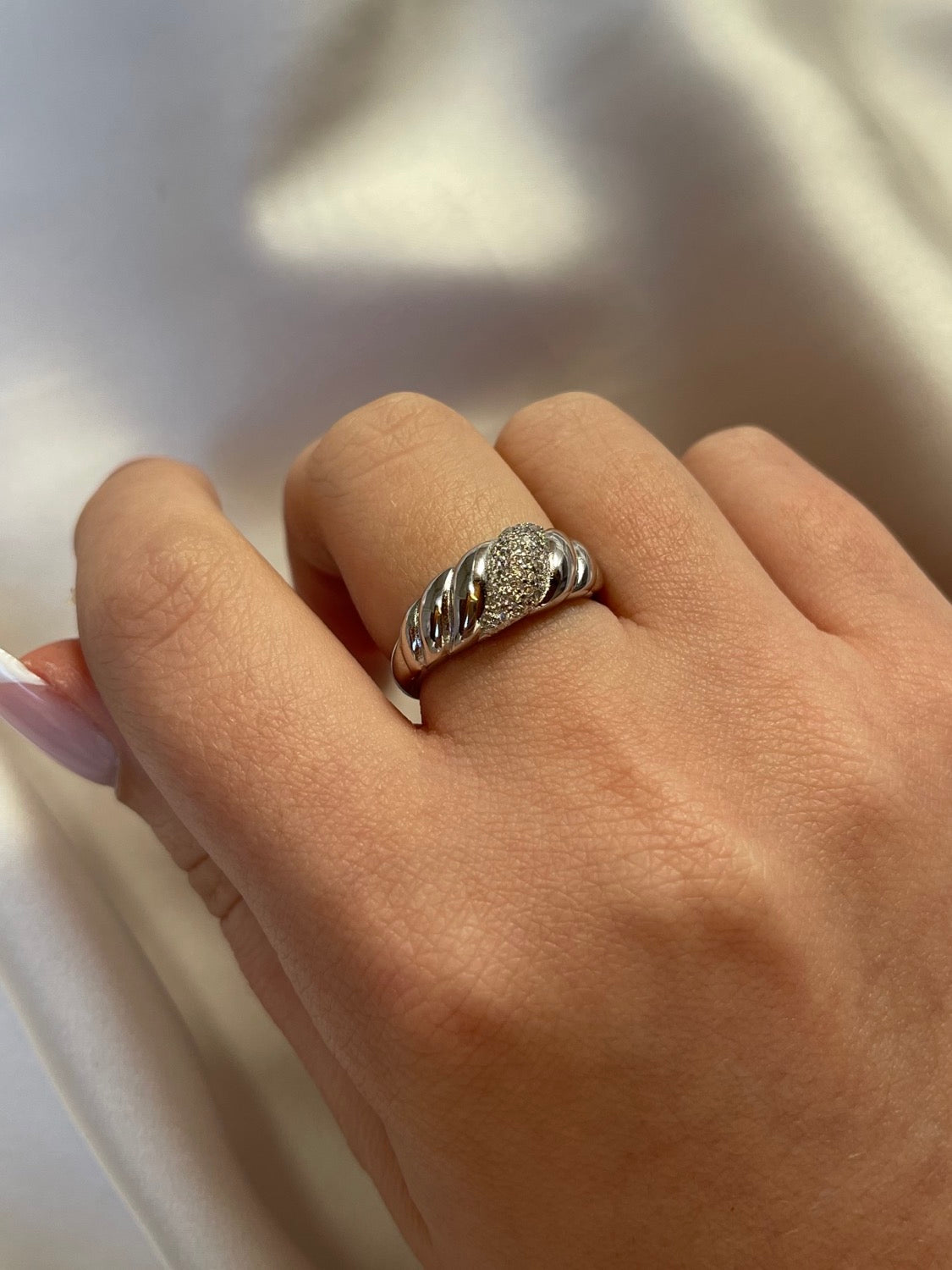 Pavé Croissant Ring