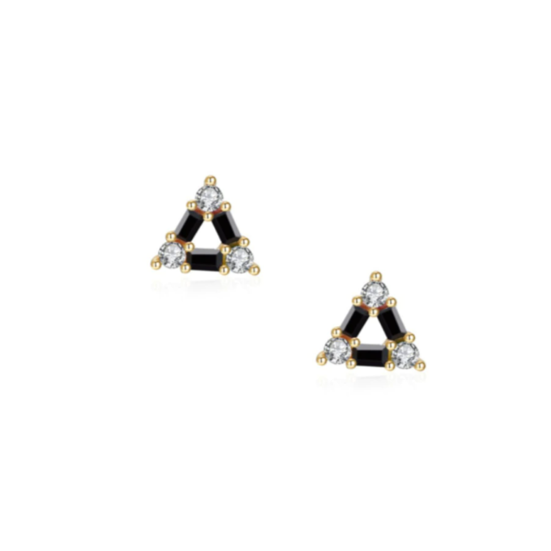 Pyramid Black Earring