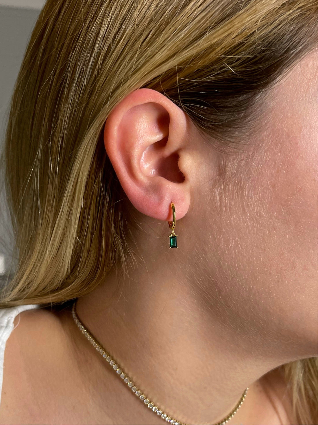 Geometric Green Earring